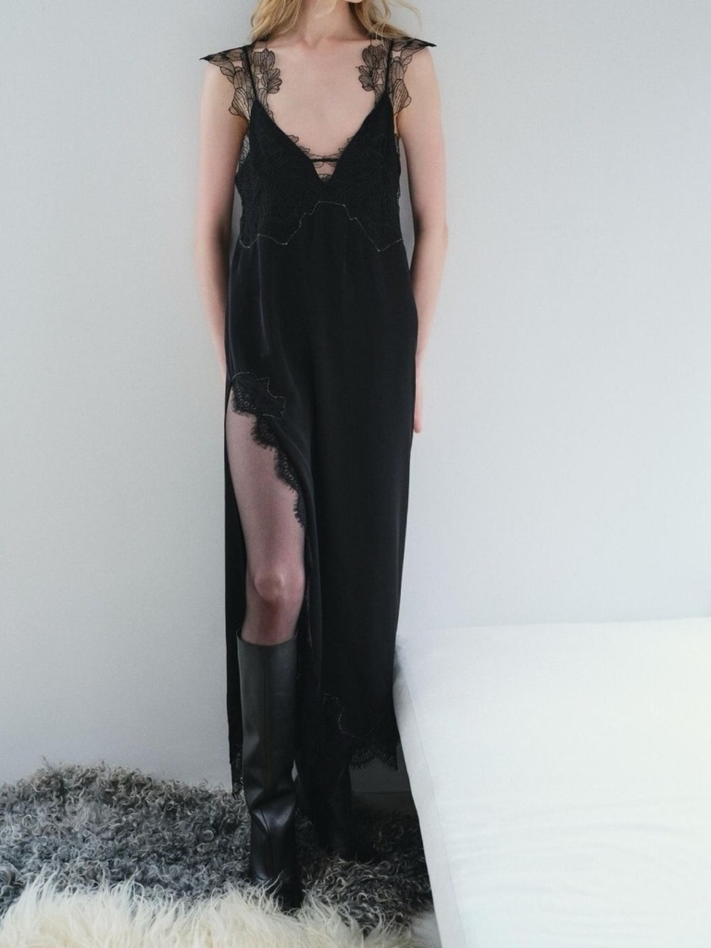 NWOT ZARA AW24 ZW COLLECTION LACE TRIM BRIEF DRESS 8369/515 BLACK LINGERIE DRESS - Picture 10 of 15